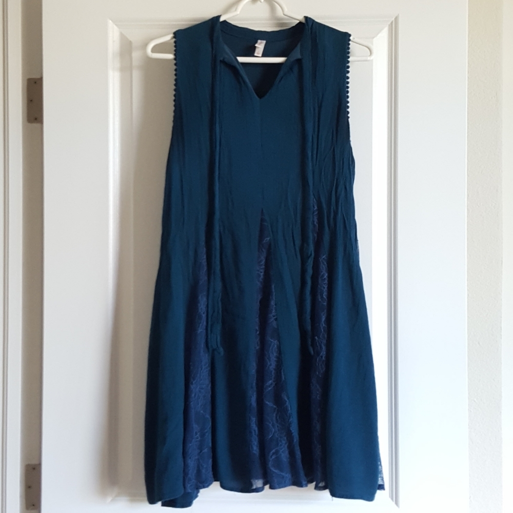 (2/$16) Teal Dress with Lace Detail